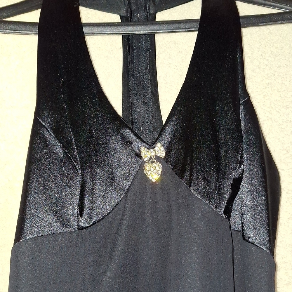 Elegant‎ Black Halter Dress with Rhinestone Detail